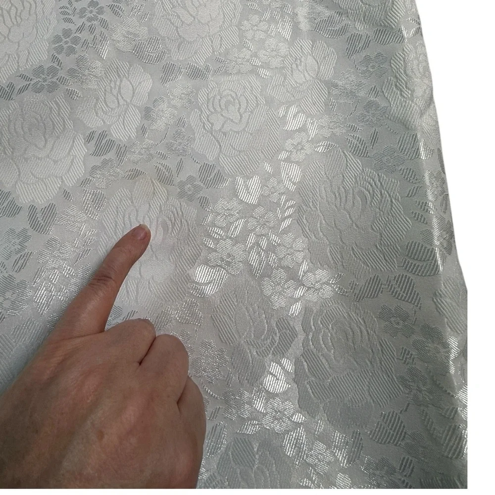 John Meyer Collection  Plus Size Jacquard Floral Textured White Formal Dress - Picture 14 of 15